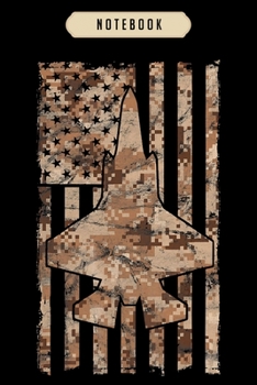Paperback Notebook: F35 lightning ii desert marpat vintage flag pilot Notebook-6x9(100 pages)Blank Lined Paperback Journal For Student, ki Book