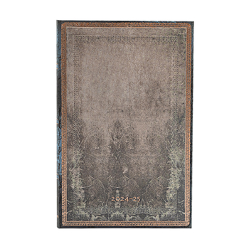 Calendar Paperblanks 2024-2025 Weekly Planner Dove Grey Old Leather Collection 18-Month Maxi Vertical Elastic Band 208 Pg 80 GSM Book
