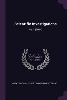 Paperback Scientific Investigations: No. 1 (1914) Book