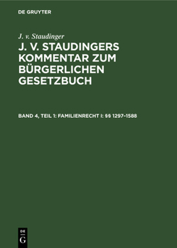 Hardcover Familienrecht I: §§ 1297-1588 [German] Book