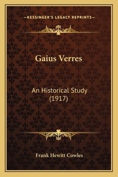 Paperback Gaius Verres: An Historical Study (1917) Book
