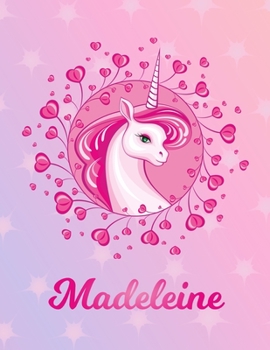 Paperback Madeleine: Madeleine Magical Unicorn Horse Large Blank Pre-K Primary Draw & Write Storybook Paper - Personalized Letter M Initial Book