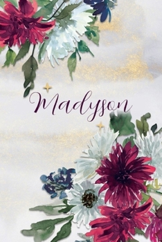 Madyson: Personalized Journal Gift Idea  for Women (Burgundy and White Mums)