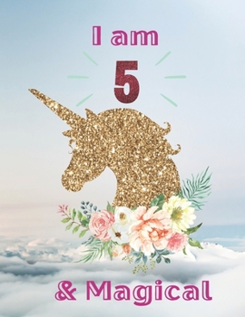 Unicorn SketchBook: I Am 5 & Magical With Unicorn Inside More Space for Sketching and Drawing and Writing Journal for Kids and Girls Marble Size 8.5in x 11in with 110 Pages