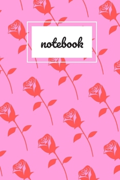 Red rose print pink notebook: novelty notebook 6"x9"