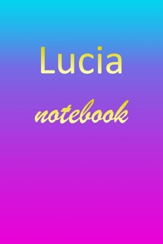 Lucia: Blank Notebook | Wide Ruled Lined Paper Notepad | Writing Pad Practice Journal | Custom Personalized First Name Initial L Blue Purple Gold  | ... Homeschool & University Organizer Daybook