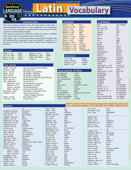 Pamphlet Latin Vocabulary: A Quickstudy Laminated Reference Guide Book