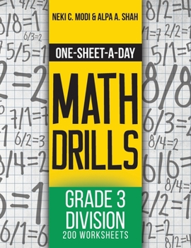 Paperback One-Sheet-A-Day Math Drills: Grade 3 Division - 200 Worksheets (Book 8 of 24) Book