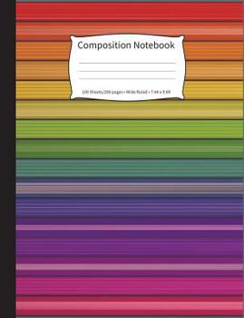 Paperback Composition Notebook: Jewel-Tone Stripes, Wide-Ruled, 200 Pages Notebook Book