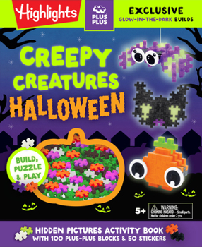 Hardcover Creepy Creatures Halloween: Build, Puzzle & Play: Hidden Pictures Activity Book with 100 Plus-Plus Blocks & 50 Stickers Book