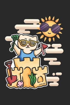 Beach Sandcastle Sky Cat Notebook: Graph Paper Journal 6x9 - 120 Pages