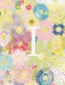 Paperback I: Monogram Initial I Notebook for Women and Girls-Pastel Floral-120 Pages 8.5 x 11 Book