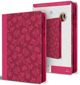 Biblia RVR 1960 Letra Gigante, Tamaño Manual Símil Piel Rosada Cremallera índice / Spanish Bible RVR 1960 Giant Print, Handy Size, Pink Leathersoft With