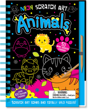 Hardcover Neon Scratch Art Animals Book