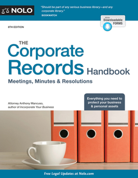 Paperback The Corporate Records Handbook: Meetings, Minutes & Resolutions Book