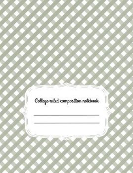 Paperback College Ruled Composition Notebook: Gingham Cover 100 Pages Book