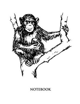Paperback Chimpanzee Notebook: College Wide Ruled Notebook - Large (8.5 x 11 inches) - 110 Numbered Pages - Black Softcover Book