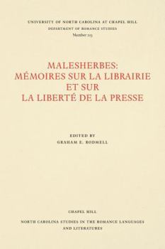 Paperback Malesherbes: Mémoires Sur La Librairie Et Sur La Liberté de la Presse Book