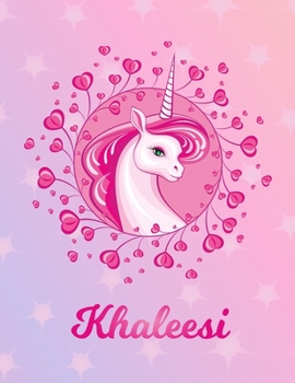 Paperback Khaleesi: Khaleesi Magical Unicorn Horse Large Blank Pre-K Primary Draw & Write Storybook Paper - Personalized Letter K Initial Book