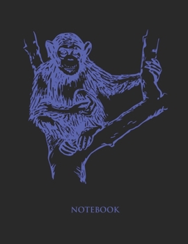 Paperback Chimpanzee Notebook: Half Picture Half Wide Ruled Notebook - Large (8.5 x 11 inches) - 110 Numbered Pages - Blue Softcover Book