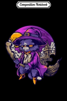 Composition Notebook: Witches Cat on a Broomstick Halloween Flying Cat Journal/Notebook Blank Lined Ruled 6x9 100 Pages