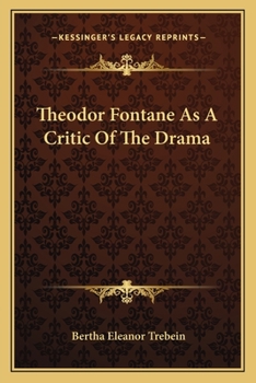 Paperback Theodor Fontane As A Critic Of The Drama Book