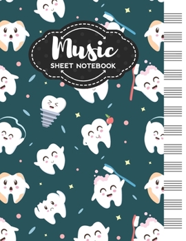 Paperback Music Sheet Notebook: Blank Staff Manuscript Paper with Funny Teeth Themed Cover Design Book