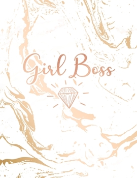 Girl Boss: Inspirational Quote Bullet Journal, Classic White Marble and Rose Gold | 8.5 x 11, 120 Dot Grid Pages