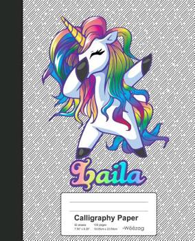 Paperback Calligraphy Paper: LAILA Unicorn Rainbow Notebook Book