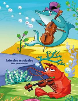 Paperback Animales musicales libro para colorear 1 [Spanish] Book