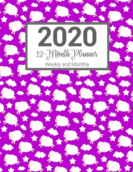2020 12-Month Planner Weekly and Monthly: Pink Sheep Pattern With Daily Goals and Meal Planner