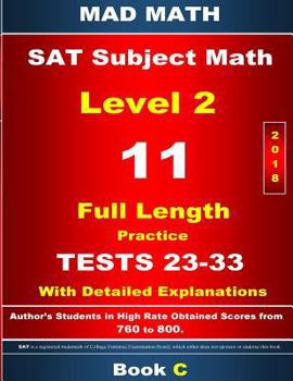 Paperback 2018 SAT Math Level 2 Book C Tests 23-33 Book