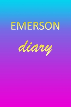 Paperback Emerson: Journal Diary - Personalized First Name Personal Writing - Letter E Blue Purple Pink Gold Effect Cover - Daily Diaries Book