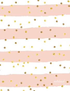 Graph Paper Notebook: Golden Dots on Pink & White Stripes Soft Cover 1/4 inch squares Large (8.5 x 11 inches) Letter Size 100 Pages Blank Quad Ruled Art Deco Journal