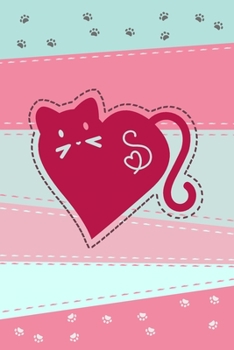S: Heart Cat Monogram Blank Journal. A perfect romantic notebook for cat lovers.