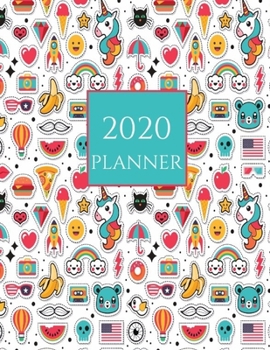 Paperback 2020 Planner: Sticker Emoji 2020 Organizer; Monthly and Weekly 2020 Planner Journal Book