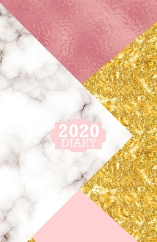 Paperback 2020 Diary: A5 Diary 2020 Week To View Marble Pattern Gold Rose Pink Design Cover Book