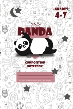 Hello Panda Primary Composition 4-7 Notebook, 102 Sheets, 6 x 9 Inch White Cover