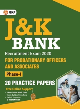 Paperback J & K Bank 2020 Probationary Officers & Associates Ph I - 20 Practice Papers Book