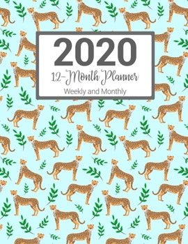 Paperback 2020 12-Month Planner Weekly and Monthly: Blue Cheetah Pattern Book