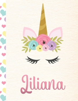 Paperback Liliana: Personalized Unicorn Primary Story Journal For Girls With Pink Name - Half Ruled Dotted Midline and Blank Picture Spac Book