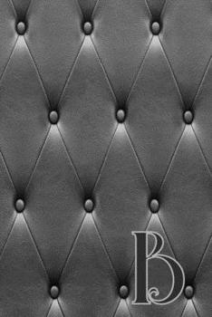 B: Writing Journal Notebook Personalized with Black Monogram Initial Letter on a Dramatic Charcoal Gray Diamond Shape Tufted background. (6"x9" 110 Blank Lined Pages with Space for Date)