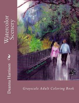 Paperback Watercolor Scenery: Grayscale Adult Coloring Book