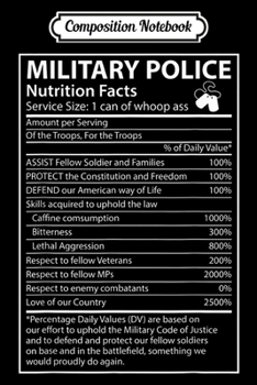 Paperback Composition Notebook: Nutrition Facts Funny Military Police Journal/Notebook Blank Lined Ruled 6x9 100 Pages Book