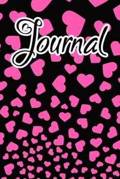 Paperback Journal: Wild strawberry pink black background falling hearts Book