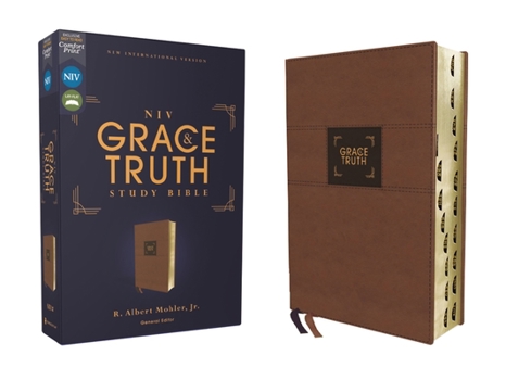 Imitation Leather Niv, the Grace and Truth Study Bible (Trustworthy and Practical Insights), Leathersoft, Brown, Red Letter, Thumb Indexed, Comfort Print Book