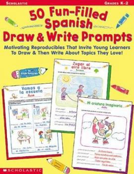 Paperback 50 Fun-Filled Spanish Draw & Write Prompts Book