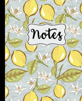 Paperback Notes: Lemon Blossom Pattern 7.5" X 9.25" Wide Ruled 110 Pages Book