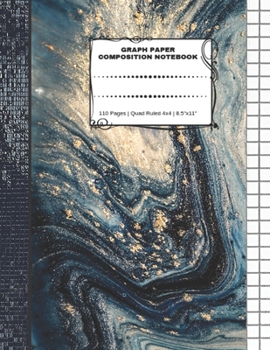 Paperback Graph Paper Composition Notebook: 110 Pages - Quad Ruled 4x4 - 8.5" x 11" Marble Large Notebook with Grid Paper - Math Notebook For Students Book