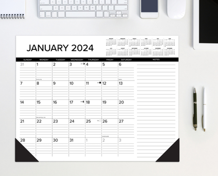 Calendar Black & White 2024 22 X 17 Large Monthly Deskpad Book